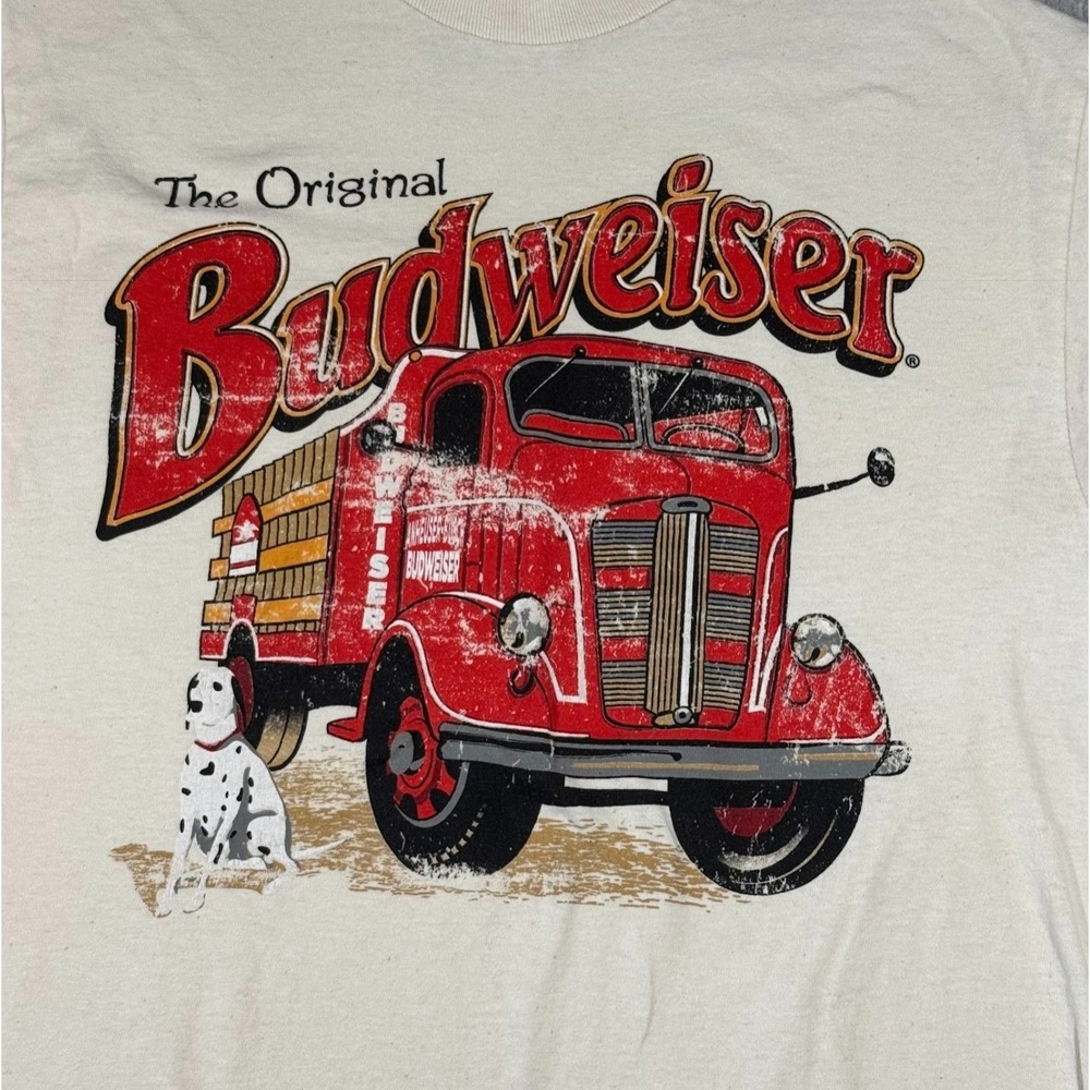 Budweiser Graphic T Shirt Small Beer Truck Retro Graphic Tee Dairy Milk Cream